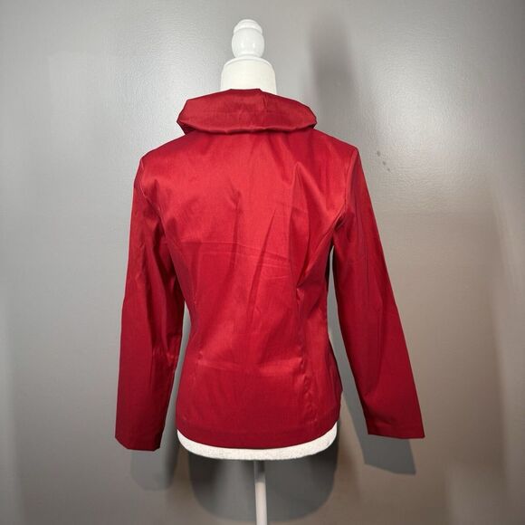 Samuel Dong Fantastical Rich Red Jacket Size Medium Puff Collar Ruffle Belted - Picture 4 of 13